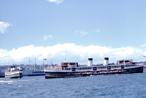 Sydney Ferries SOUTH STEYNE and NORTH HEAD at the opening of Opera House Sydney Harbour 1973