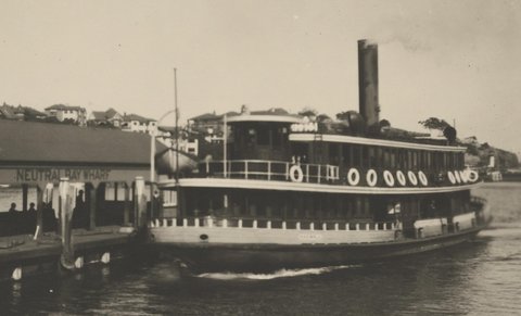 Sydney Ferry KANIMBLA at Neutral Bay wharf 1930
