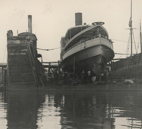 Sydney Ferry VAUCLUSE in floating dock 1920s