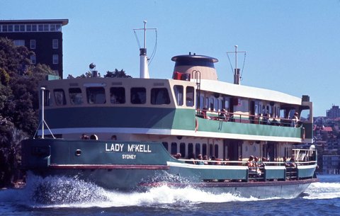 Sydney ferry LADY MCKELL Circular Quay bound passing Kirribilli Point 30 December 1970