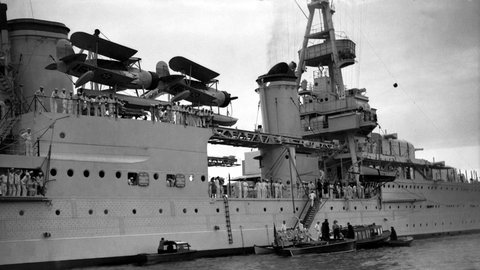 US cruiser LOUISVILLE in Sydney Harbour 13 February 1938