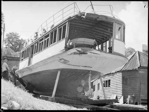 Launch Rodney on the step of Lavender Bay, 19 April 1938