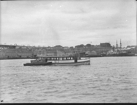 Sydney Ferry Rodney towed after being raised from Harbour floor February 1938