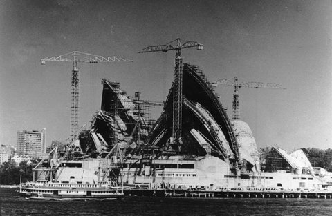 Sydney Ferry KAMERUKA passes the SYDNEY OPERA HOUSE 1964