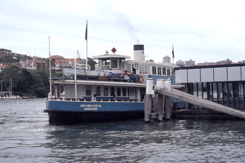 Sydney ferry LADY EDELINE at Musgrave Street Mosman South Wharf February 1978