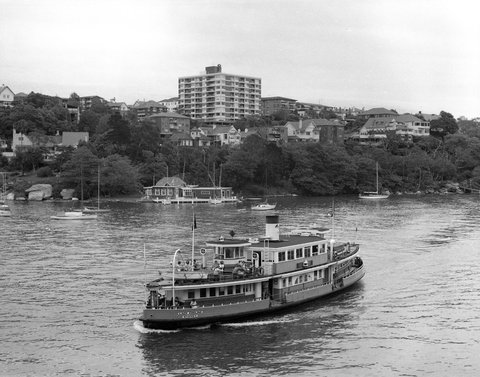 Sydney ferry LADY EDELINE in Mosman Bay near Musgrave St Wharf Mosman 27 January 1978