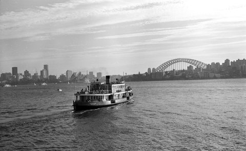 Sydney ferry LADY EDELINE on Sydney Harbour en route to Circular Quay from Mosman and Cremorne 9 April 1972