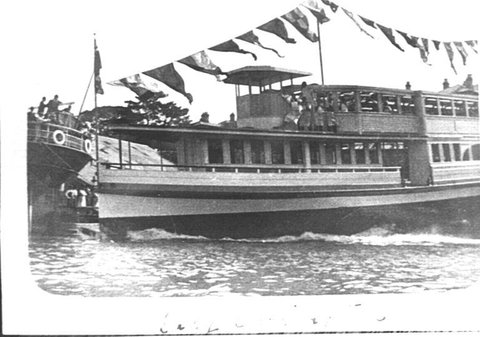 Sydney ferry LADY CARRINGTON being launch at the yard of Morrison & Sinclair, Balmain 1907