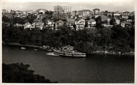 Sydney Ferry LADY CHELMSFORD at Old Cremorne Wharf in Mosman Bay 1960s