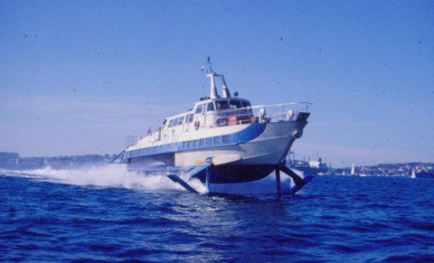 Sydney hydrofoil ferry en route from Manly to Circular Quay 1979