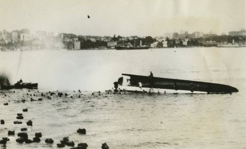 Sydney ferry RODNEY capsized and about to sink 12 February 1938