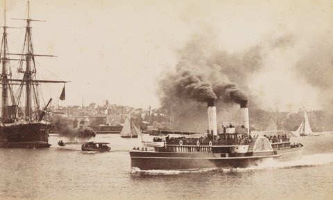 Sydney ferry BRIGHTON with original open wheelhouse, 1883–89