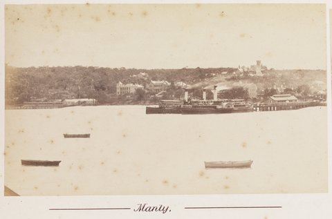 Manly Cove late 19th century with ferry BRIGHTON and other, 1879–89
