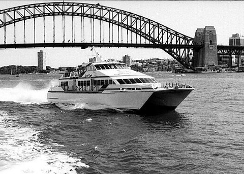 Sydney JetCat ferry SEA EAGLE on its way to Manly 1991