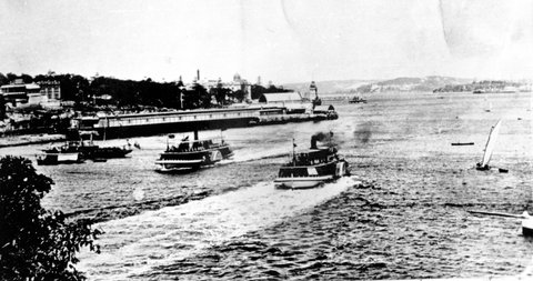 Sydney ferries BUNYA BUNYA and WARATAH in Lavender Bay circa 1900, c. 1900
