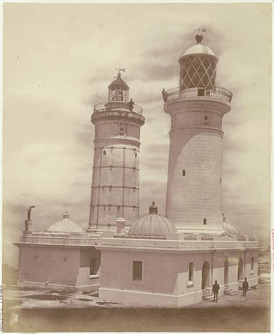 Macquarie Lighthouse, Vaucluse N.S.W. old and new side-by-side, 1884