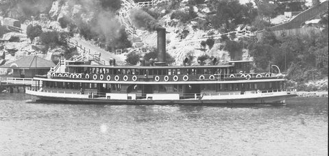 Sydney ferry KURRABA at MUSGRAVE STREET WHARF circa 1910, c. 1910