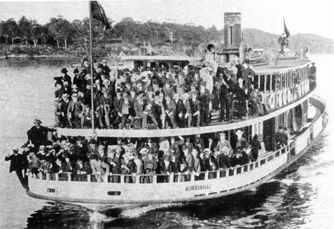 Sydney ferry KIRRIBILLI loaded with spectators circa 1910, c. 1910