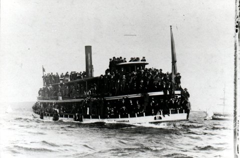 Sydney ferry CARABELLA later KARABELLA carrying yacht race circa 1910, c. 1910