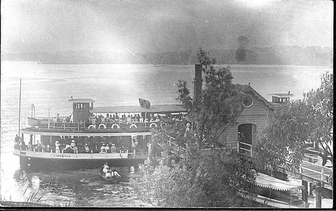 Sydney ferry CARABELLA at Athol Wharf circa 1900 to 1916, 1900–16