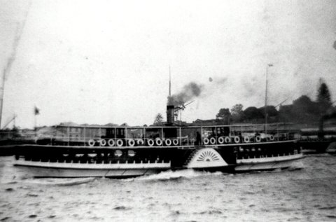 Sydney ferry WARATAH (II) circa 1890 after wheelhouses added, c. 1890